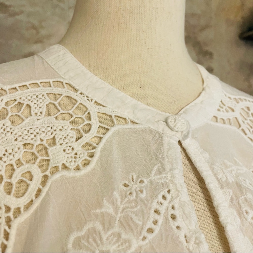 Johnny Was Heidine Tie-Front Eyelet Cutout Top - Picture 5 of 10